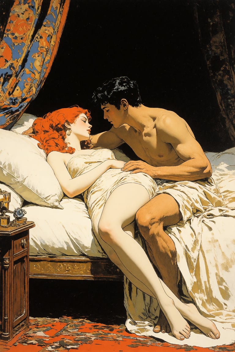 masterpiece,  best quality,  a pair of lovers in a bed by Invisidude on Tensor.Art