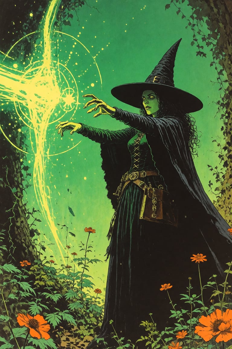 masterpiece,  best quality,  a witch casting a powerfully cursed magic spell by Invisidude on Tensor.Art