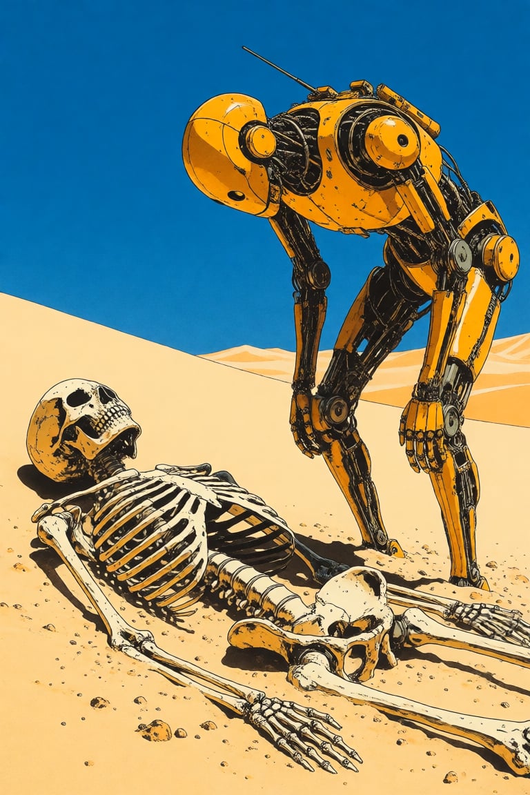 masterpiece,  best quality,  a skeleton lying half buried in the sand by Invisidude on Tensor.Art