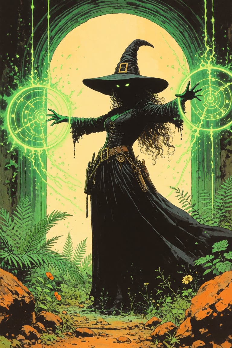 masterpiece,  best quality,  a witch casting a powerfully cursed magic spell by Invisidude on Tensor.Art