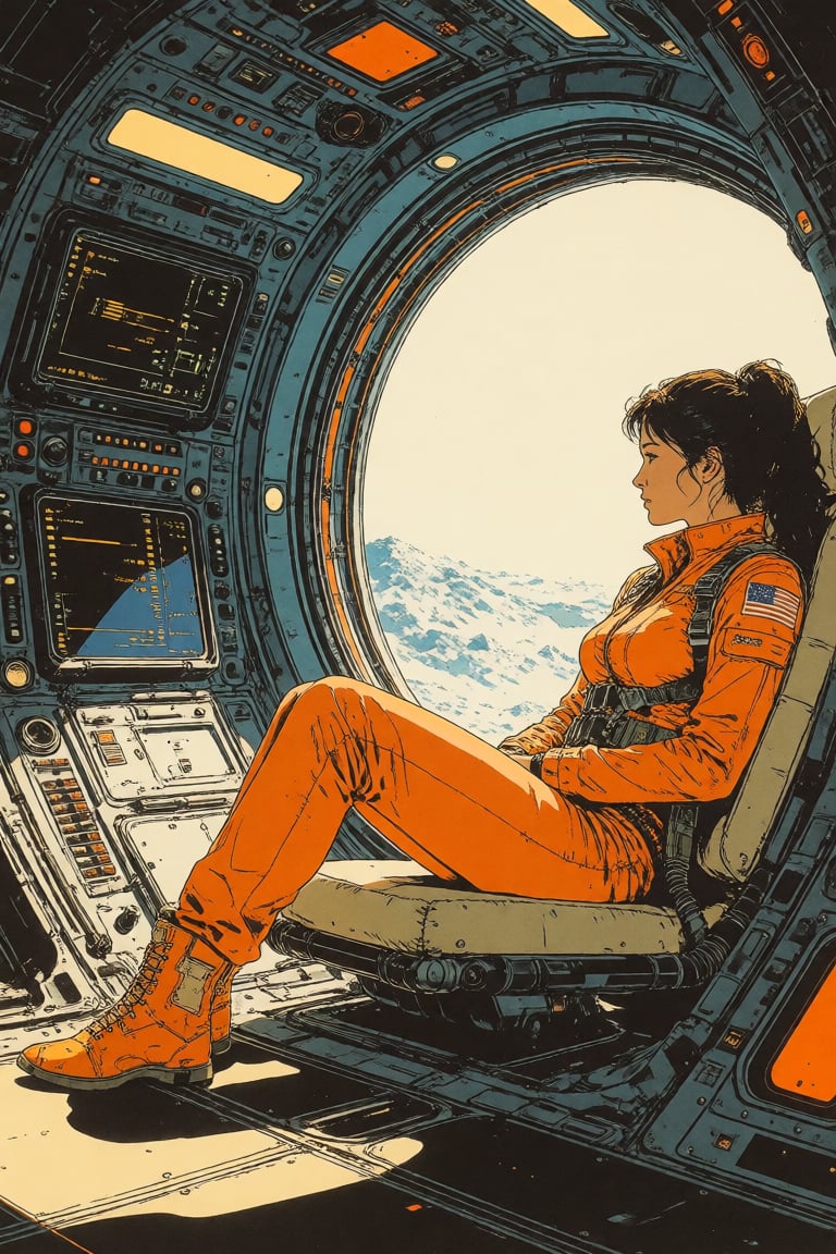 masterpiece,  best quality,  a woman sitting in a spaceship by Invisidude on Tensor.Art