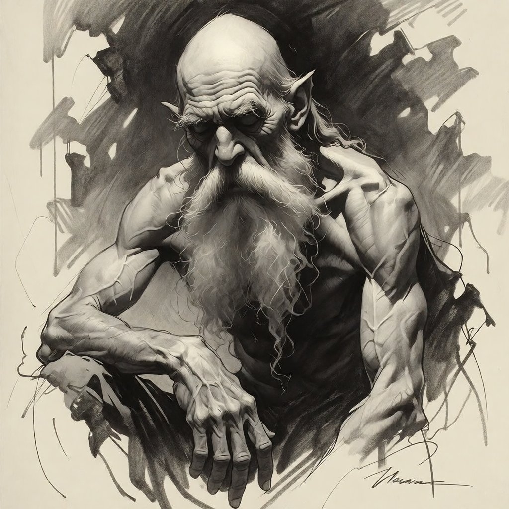 black and white charcoal pencil sketch,  drawing of,  A gaunt by Official SketchZa on Tensor.Art