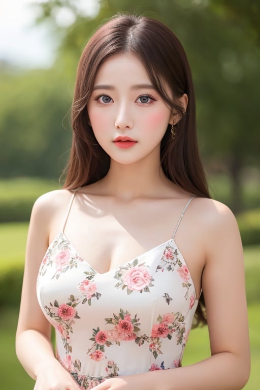 1girl, elegant floral dress, beautiful eyes, upper body, 8k