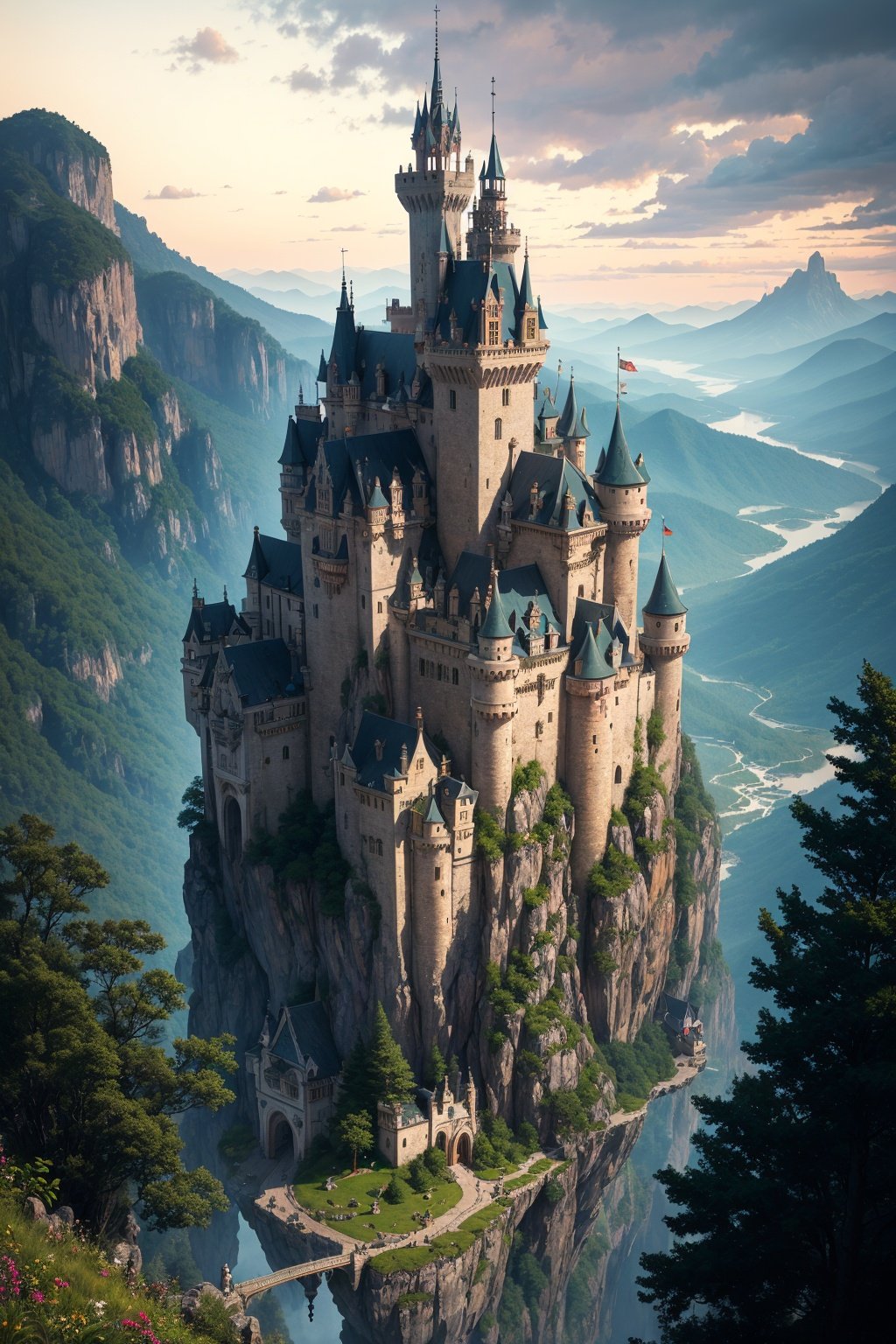 A forbidden castle high up in the mountains, pixel art, (intricate details:1.12), hdr, (intricate details, hyperdetailed:1.15), (natural skin texture, hyperrealism, soft light, sharp:1.2), game art, key visual, surreal