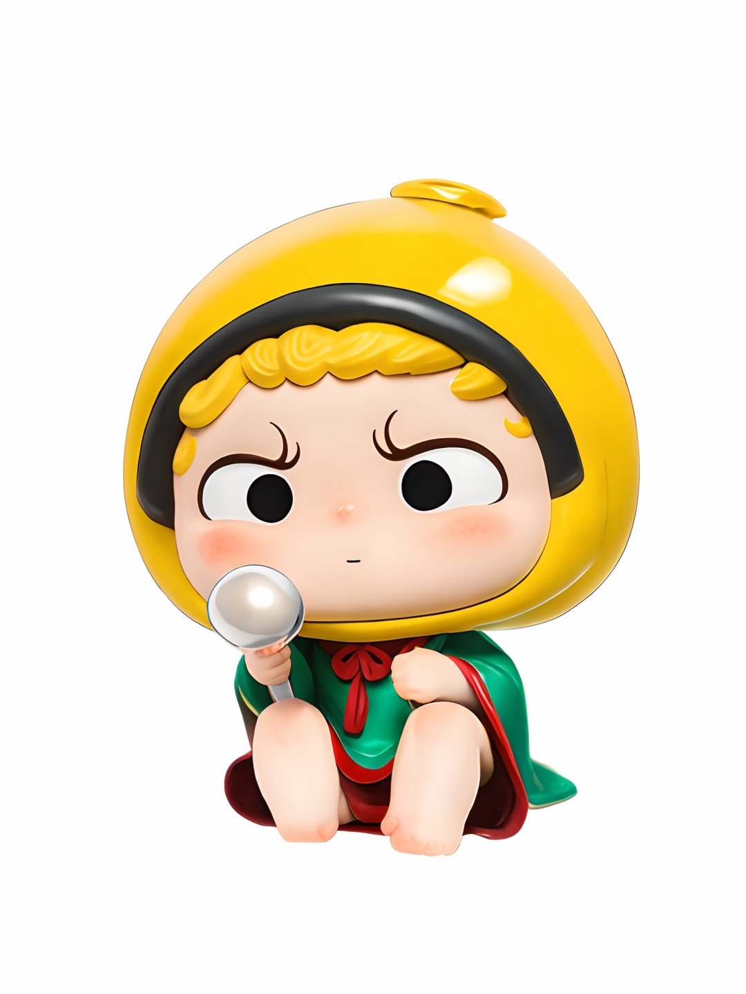 ozai, ozai_eyes, chibi, solo, blush, blonde_hair, 1boy, white_background, holding, sitting, full_body, male_focus