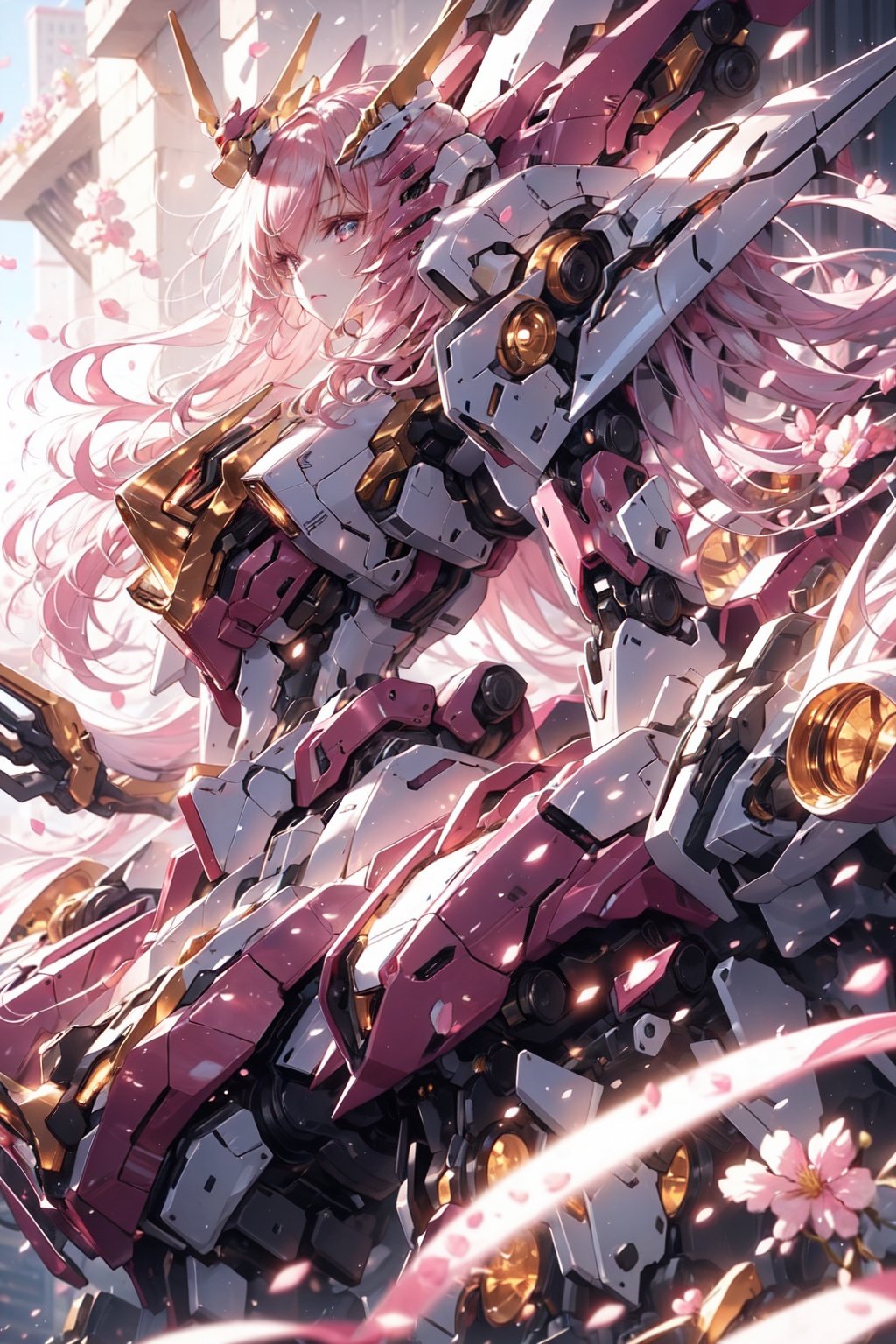 1girl, dramatic lighting,Pink Mecha,Honey Mecha