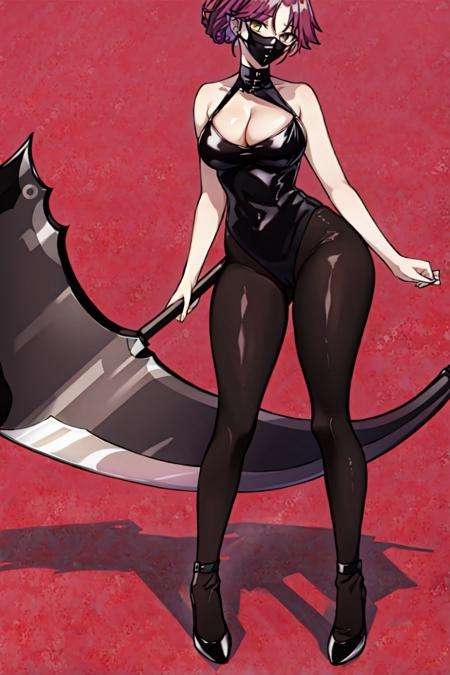 masterpiece, best quality, 1girl,((scythe)),holding_scythe,up, <lora:Scythe:1> <lora:Pluna:0.6>mask,pantyhose