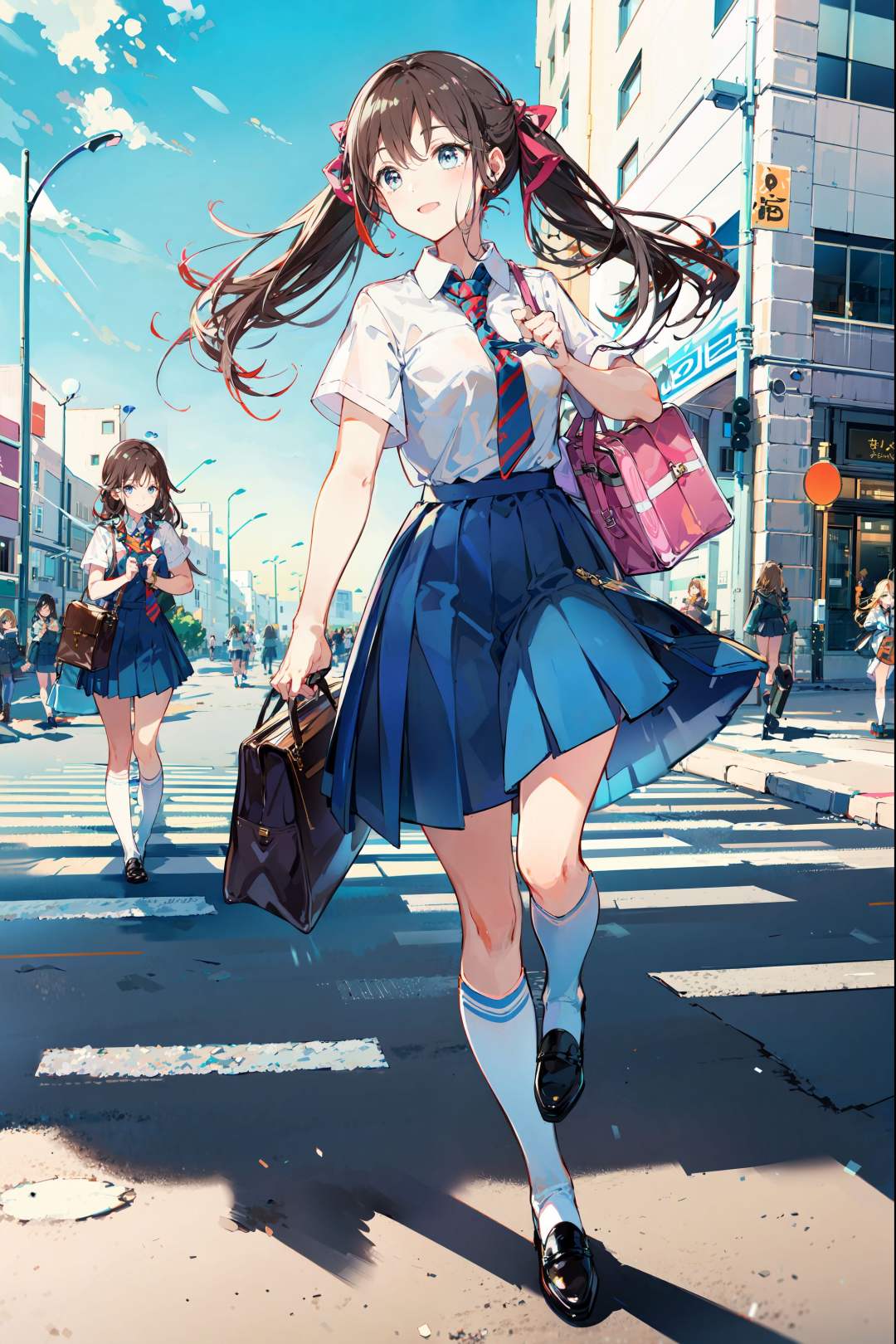 ,(Masterpiece:1.2, high quality), (pixiv:1.4),TIV,1girl, transparent, umbrella, skirt, sky, solo, holding, black hair, outdoors, bag, cloud, looking at viewer, shirt, short hair, holding umbrella, white skirt, bangs, transparent umbrella, railing, jewelry, short sleeves, closed mouth, blue eyes, teruterubouzu, jacket, blue sky, blurry, black shirt, standing, cloudy sky, smile, collarbone, blush, depth of field, day, open clothes, bracelet, pink jacket, bridge, cowboy shot <lora:TIV:0.8>