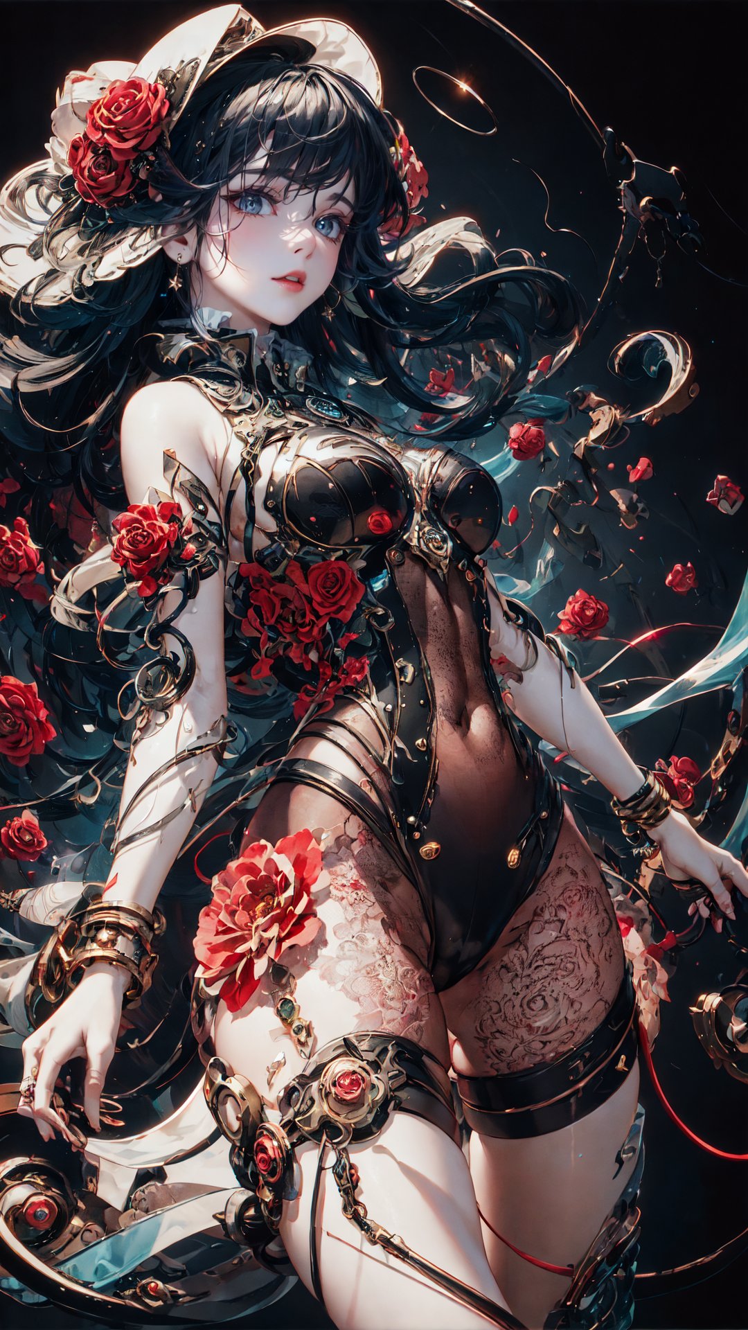 cbpkv5,official art, unity 8k wallpaper, ultra detailed, beautiful and aesthetic, masterpiece, best quality, (zentangle, mandala, tangle, entangle), (fractal art:1.3) , 1girl, red flowers,  extremely detailed, dynamic angle, cowboyshot, the most beautiful form of chaos, elegant, a brutalist designed, vivid colours, romanticism, by james jean, roby dwi antono, ross tran, francis bacon, michal mraz, adrian ghenie, petra cortright, gerhard richter, takato yamamoto, ashley wood, atmospheric,<lora:cbpkv5:0.7>