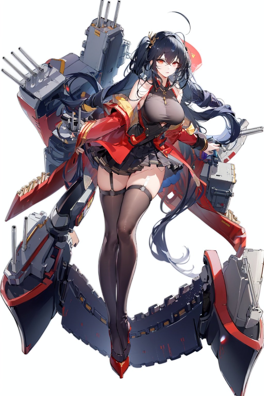 [(white background:1.5)::5], (imid shot:0.95), (full body:1.25), Dynamic angle, (falt color:1.3),colorfulrigging, machinery, cannon,turret, taihou \(azur lane\),  <lora:azur lane_20230619144714-000018:0.6>    