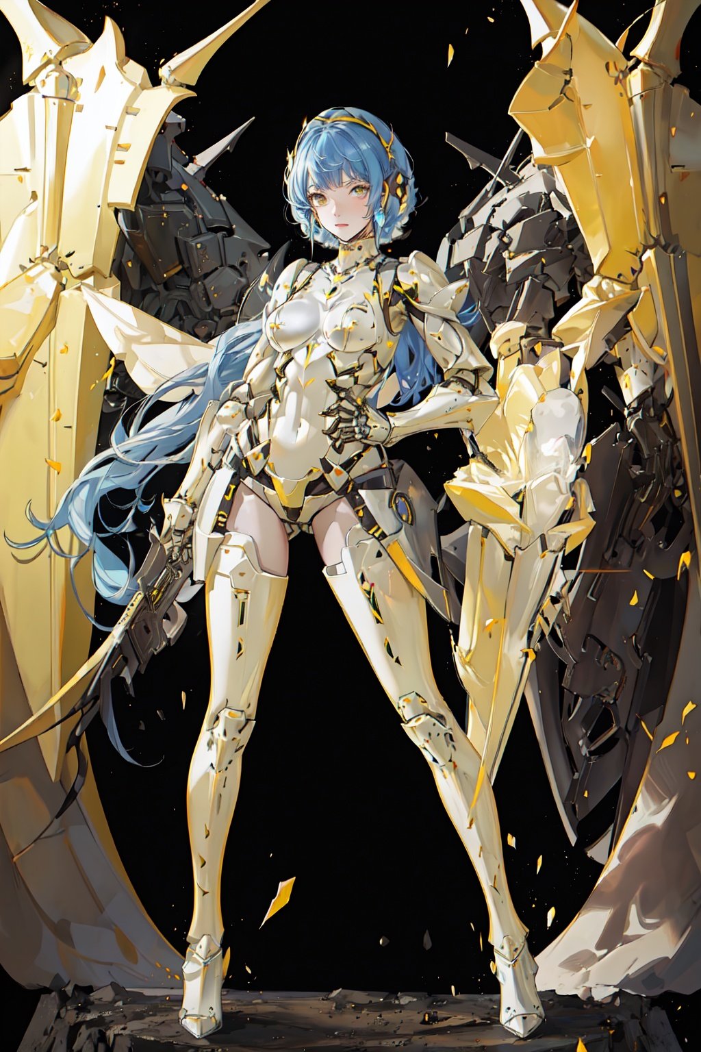 best quality, masterpiece, 1girl, yellow mecha body, big breasts, (Chest armor:1.3),  shinny, standing, <lora:jixieji-000007:0.8>,