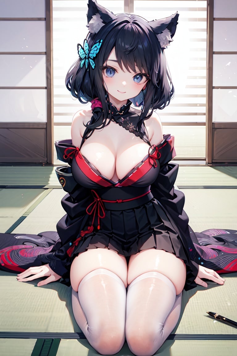 fusou\(azur lane\),  black_kimono,  pleated_skirt by sk on Tensor.Art
