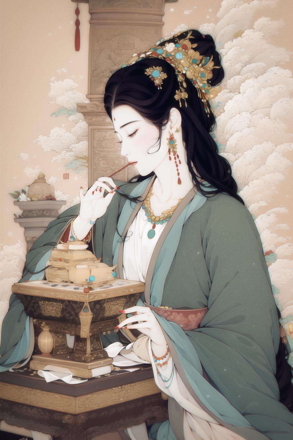 black_hair,  1girl,  closed_eyes by ゞ迣 鎅 忲 徦ゞ on Tensor.Art