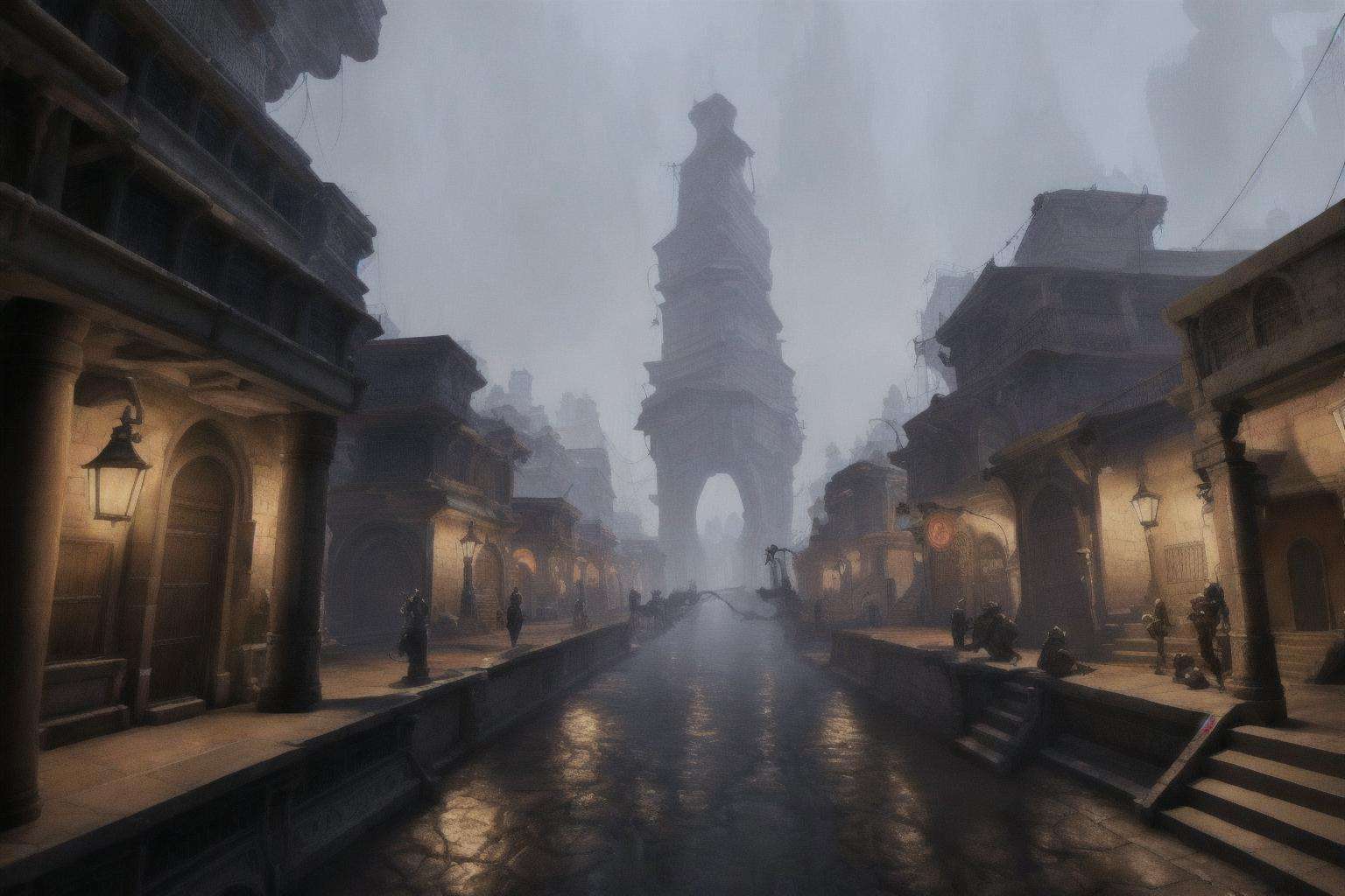 epic fantasy hyperrealistic art of balmora city streets,  morrowind,  photographic filter by Brasileirão on Tensor.Art