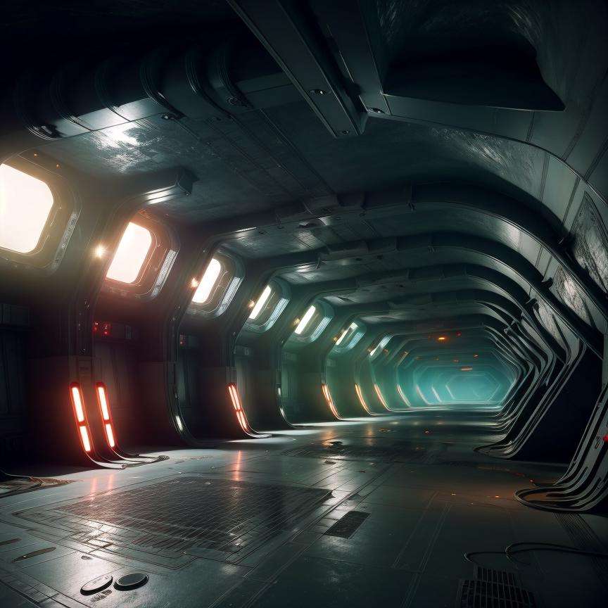 Create a piece of art that captures the dark,  claustrophobic atmosphere of an underground asteroid mining base in the Sta...