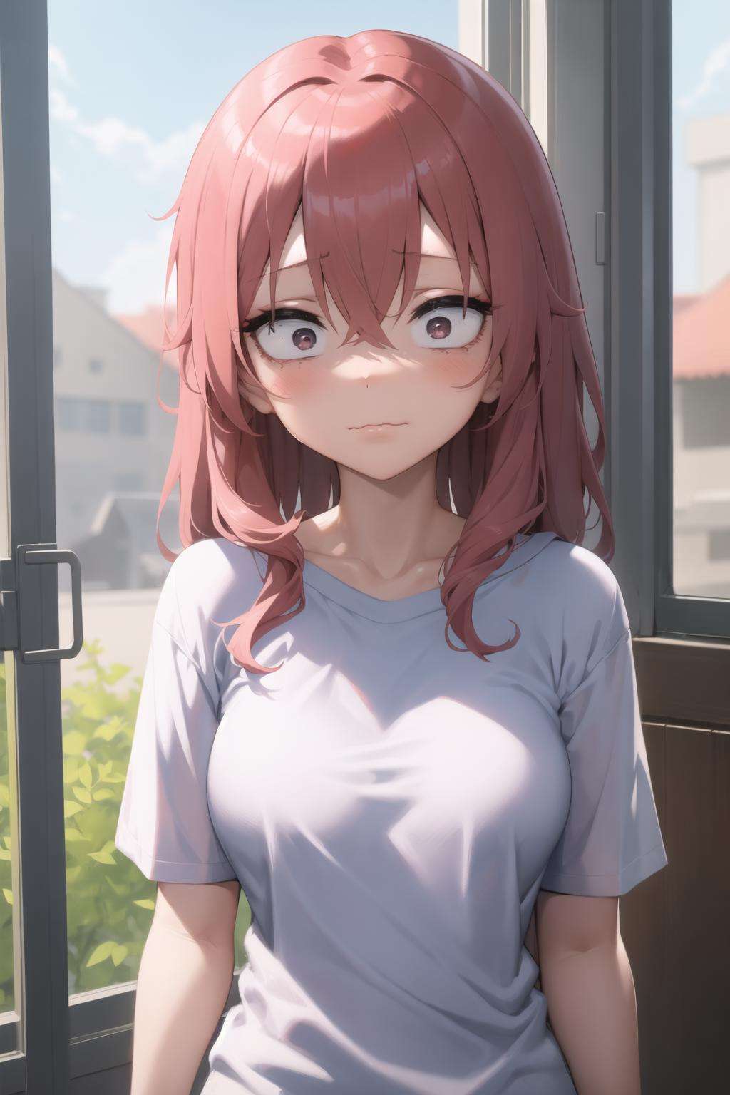 <lora:constricted_pupils_v0.2a:1.0> 1girl, constricted pupils, :3,<lora:sono-bisque_v4.0b:1> inui sajuna, t-shirt, white shirt,, masterpiece, best quality, highly detailed