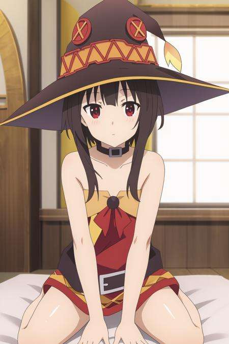 Megumin <lora:meguminV3:0.7>, wariza,(((naked)))