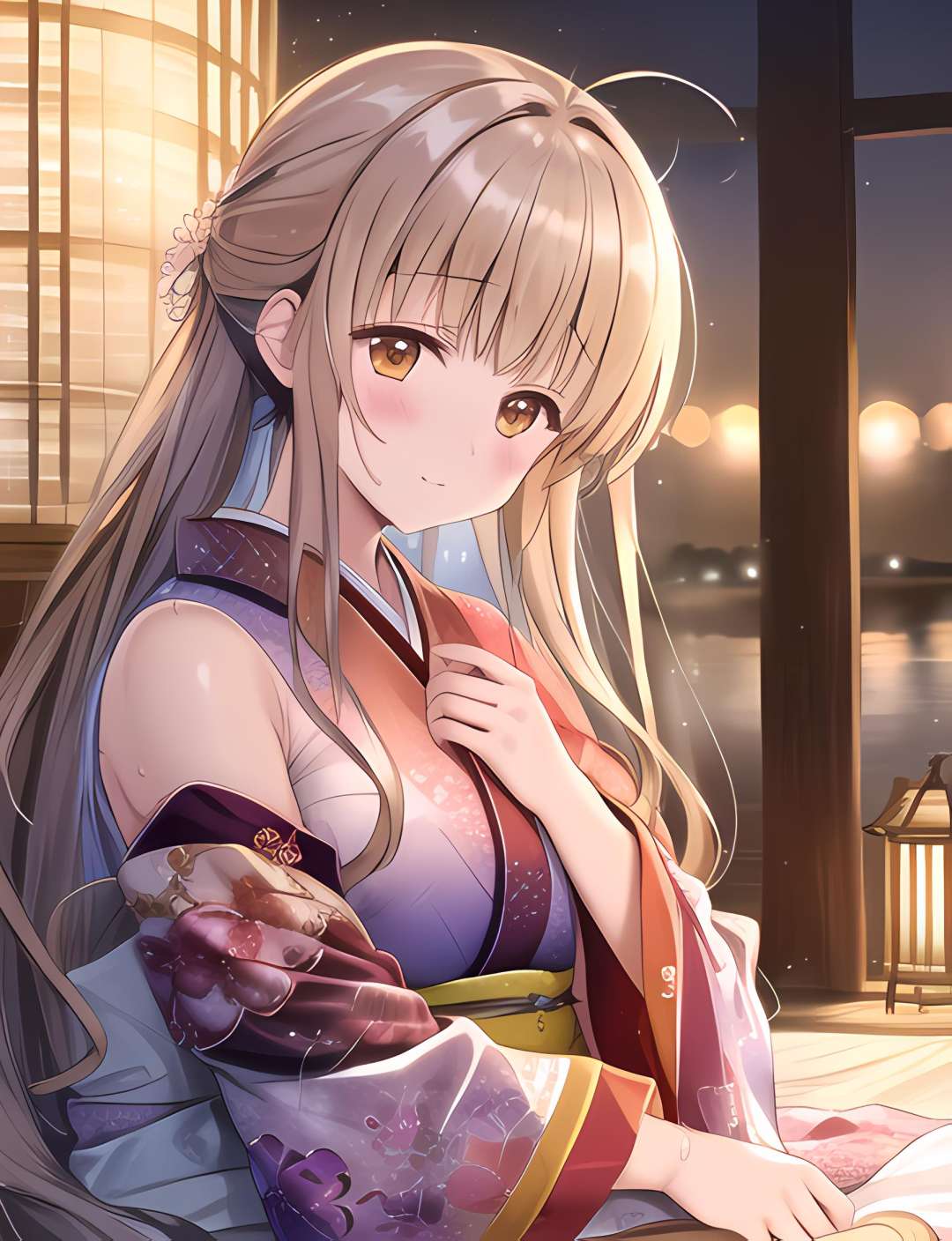 best quality, masterpiece, highres, <lora:﷿成废柴 真昼mahiru shiina作附woing:1>, 1girl,  Mahiru Shiina, intricate details, colorful kimono, hairpin, looking slightly shyly to the side, extremely detailed 8K wallpaper, an extremely delicate and beautiful, cinematic lighting, (Bare:2)