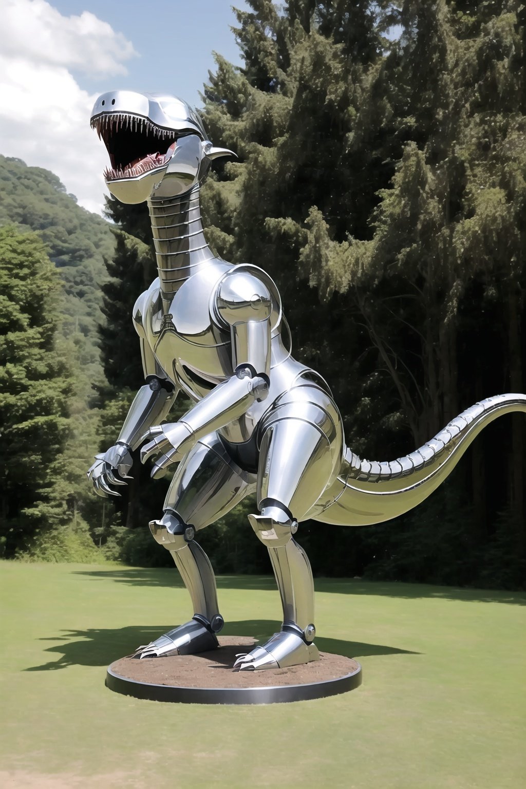 <lora:kongshanjibot_20230616000833-000018:0.9>,kongshanjibot,metal dinosaur,forest,masterpiece,best quality,summer