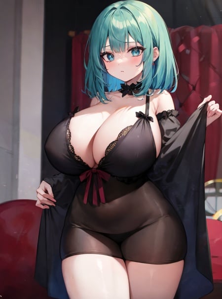 masterpiece, detailed, high quality, absurdres, 1girl, solo, shortstack, huge breasts, wide hips, thick thighs, cowboy shot, 