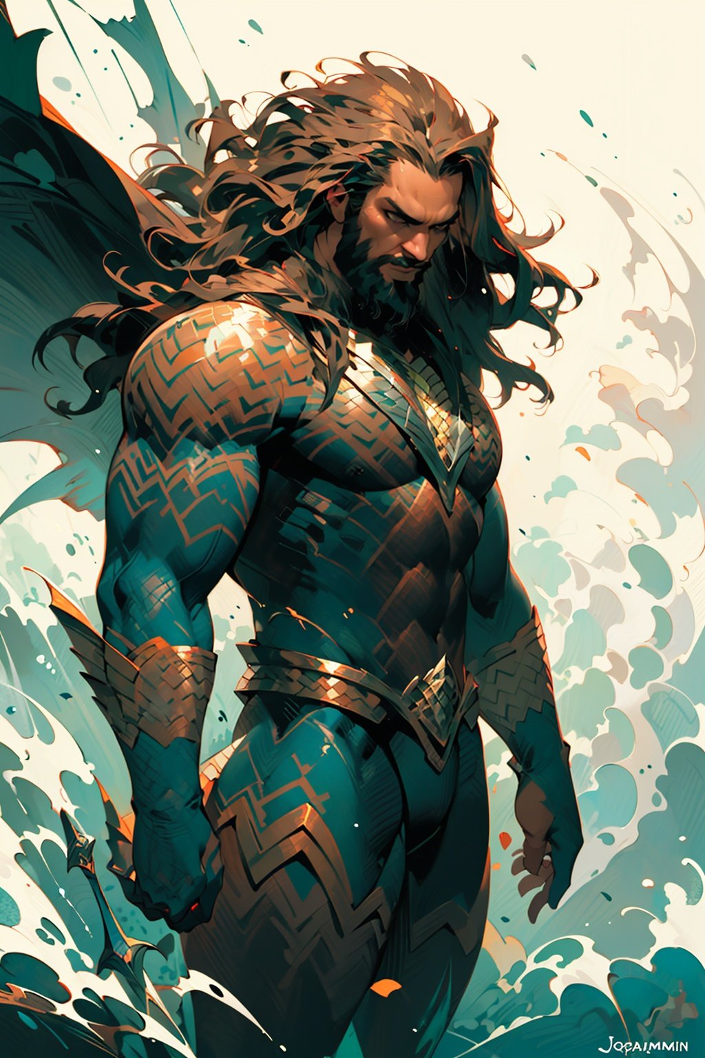 BJ_Oil_painting,Aquaman, cinematic lighting,strong contrast,high level of detail,Best quality,masterpiece,White background,<lora:Oil_painting-000018:0.7>,