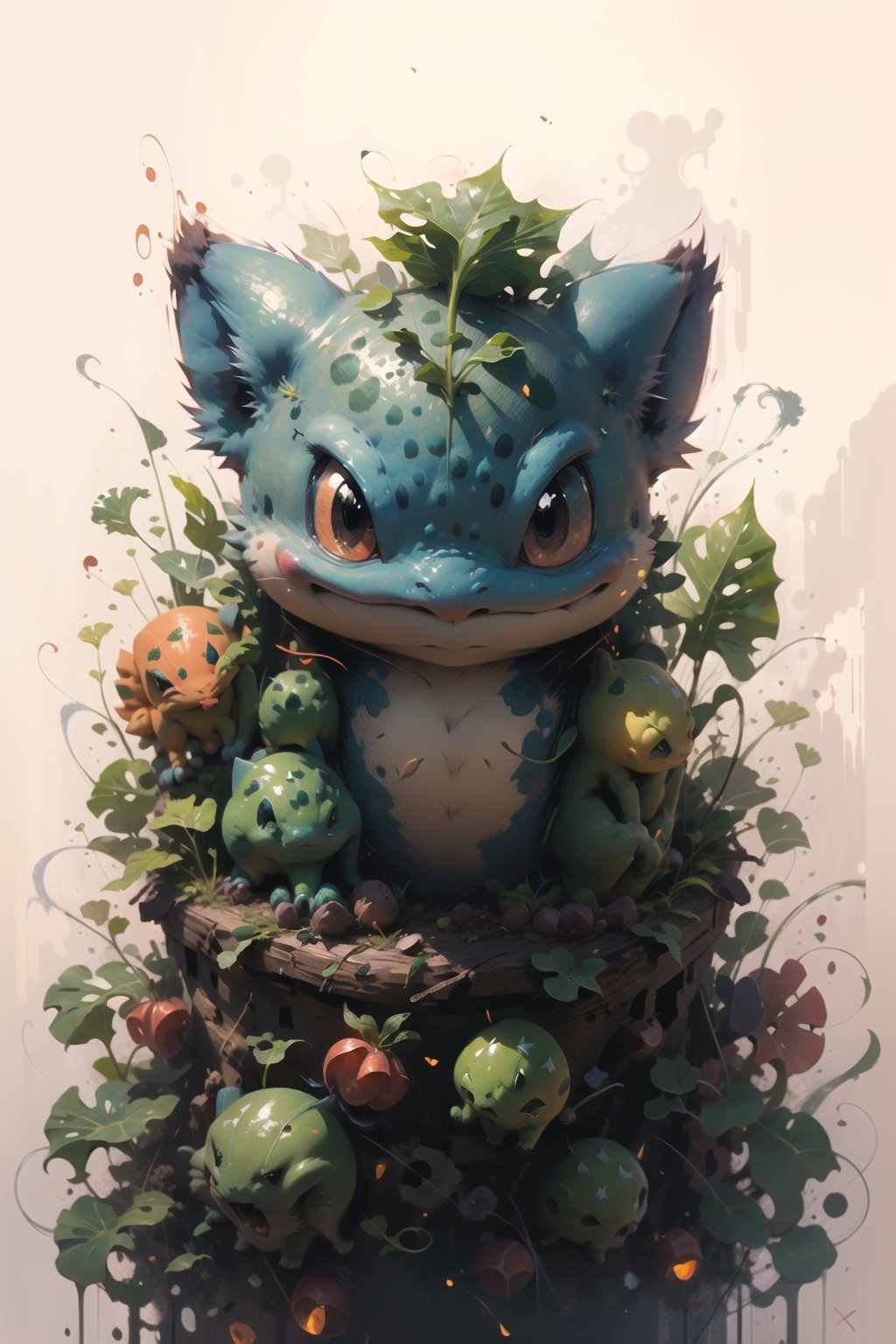 BJ_Oil_painting,bulbasaur, cinematic lighting,strong contrast,high level of detail,Best quality,masterpiece,White background,<lora:Oil_painting-000018:0.7>,