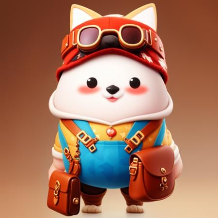 1fox,((RAW photo)),((best quality)),3D,gradient color background,full body,(photo-realistic:1.3),(masterpiece),a lot of details,goggles,crossbody bag,suspenders,jewelry,hat,gems,furry,star glasses,cartoon,4k,