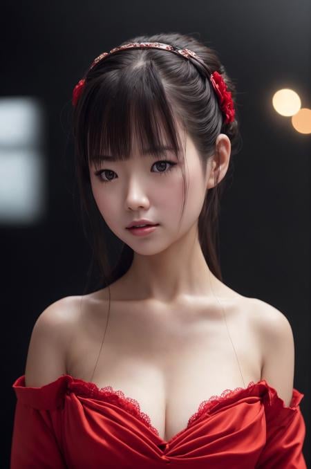 (SFW), (best quality:1.3), (extra resolution:1.3), close up portrait of AIDA_tamicat as a beautiful woman, (23 years old), busty, symmetrical breasts, medium breasts <lora:breastinClass:0.2>, pretty face, (red dress:1.3), (national Japanese dress:1.3), kimono, perfect body, red lights district, red lamp, (nipples visible throw clothes:1.1), naughty, funny, happy, playful, intimate, flirting with camera, cinematic, studio photo,  kkw-ph1, (dark theme:1.1) <lora:LowRA:0.2>, (black background:1.3), steampunk, (trending on artstation:1.3)