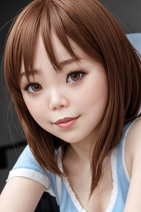 funny portrait of happy (AIDA_PiperAkira:1.05) as cute girl, big brown eyes, pretty face, flirting with camera, intimate, dolly short, close up, kkw-ph1, cinematic, epic, studio photo, photorealistic <lora:xiaoshazi:0.2>