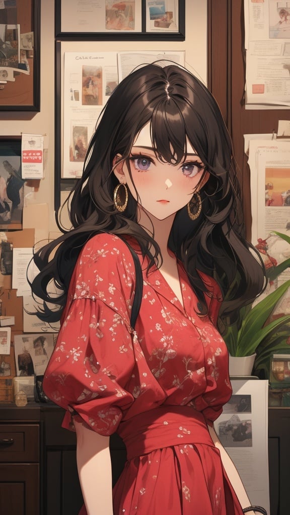 long_hair, jewelry, earrings, 1girl, black_hair, solo, looking_at_viewer<lora:gff:0.6>