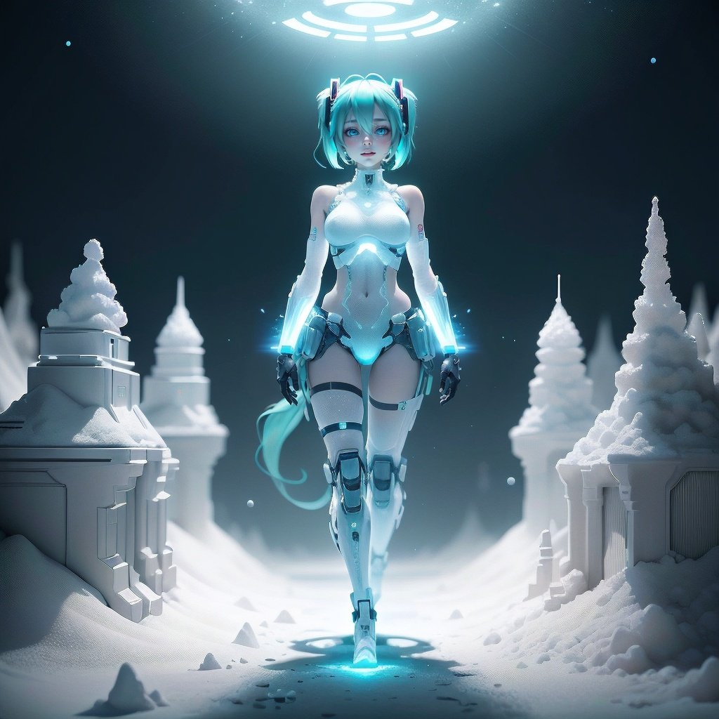 <lora:SaltTech-20:0.8>, salttech , scifi, 1girl, glowing, see-through,hatsune miku, full body, 