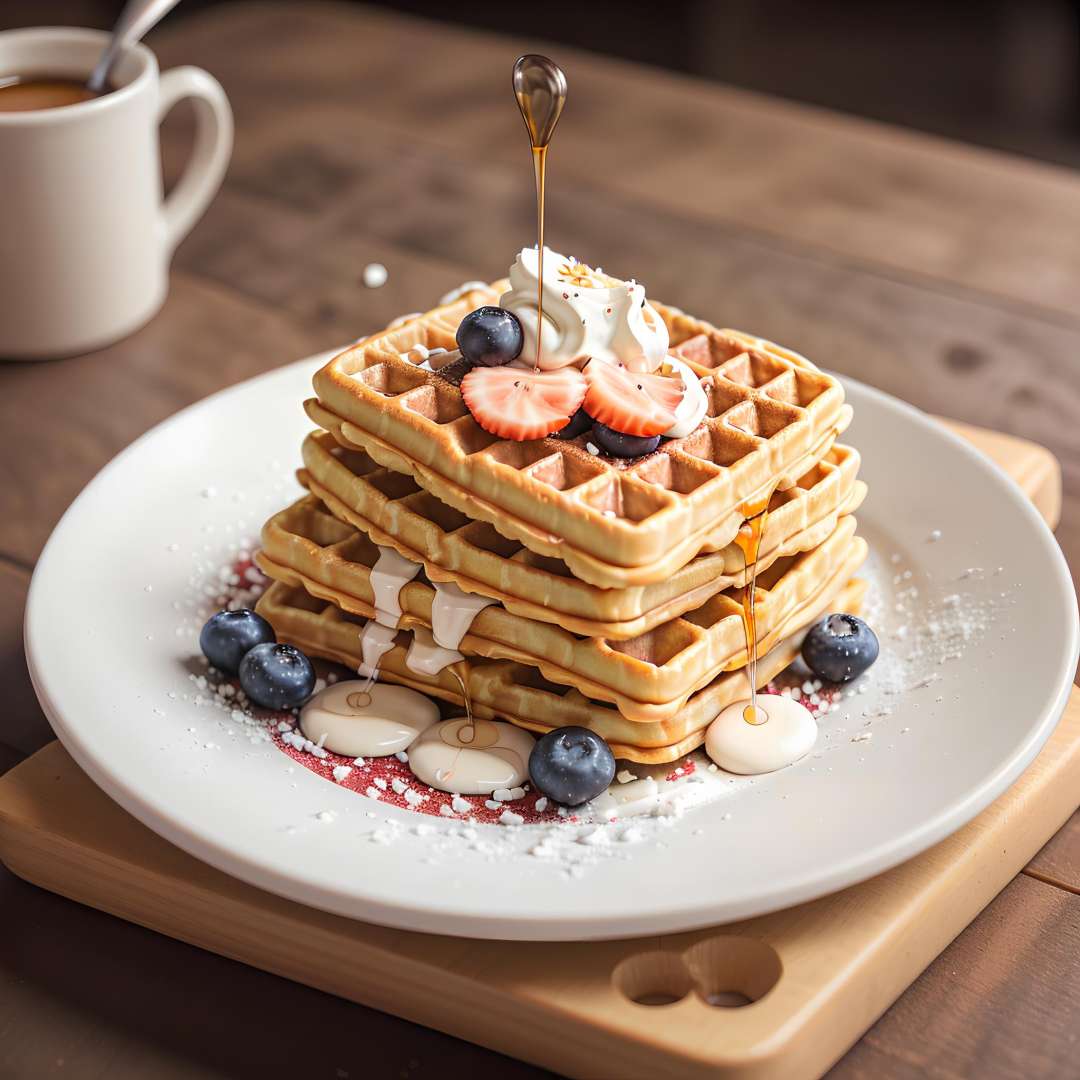 RAW photo, waffles, <lora:foodphoto:0.8> foodphoto, dslr, soft lighting, high quality, film grain, Fujifilm XT