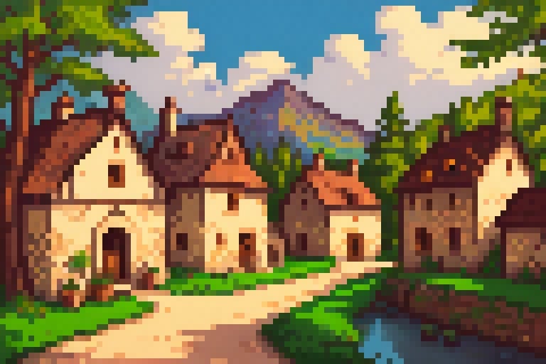 painting of a medieval village by Oliver DR on Tensor.Art