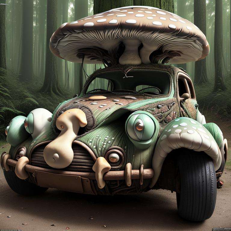 <lora:ShroomPunkAI:.8> ShroomPunkAI car