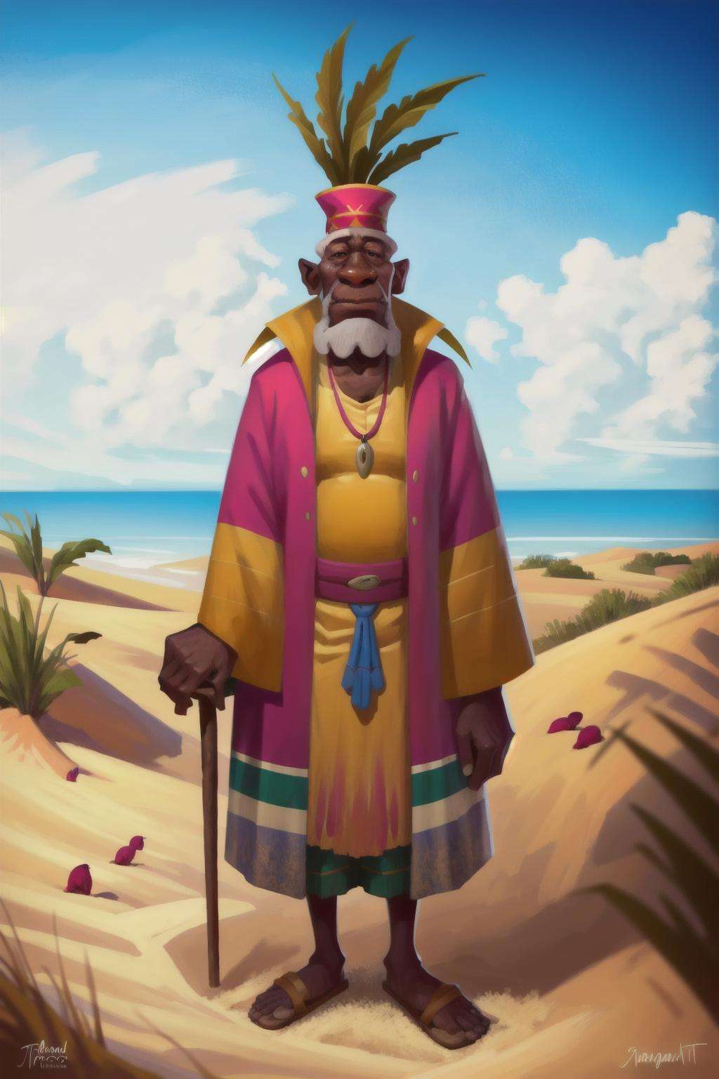 a Jamaican elder man portrait, Sand Dunes  <lora:MODILL_RC_V0.04:0.8>