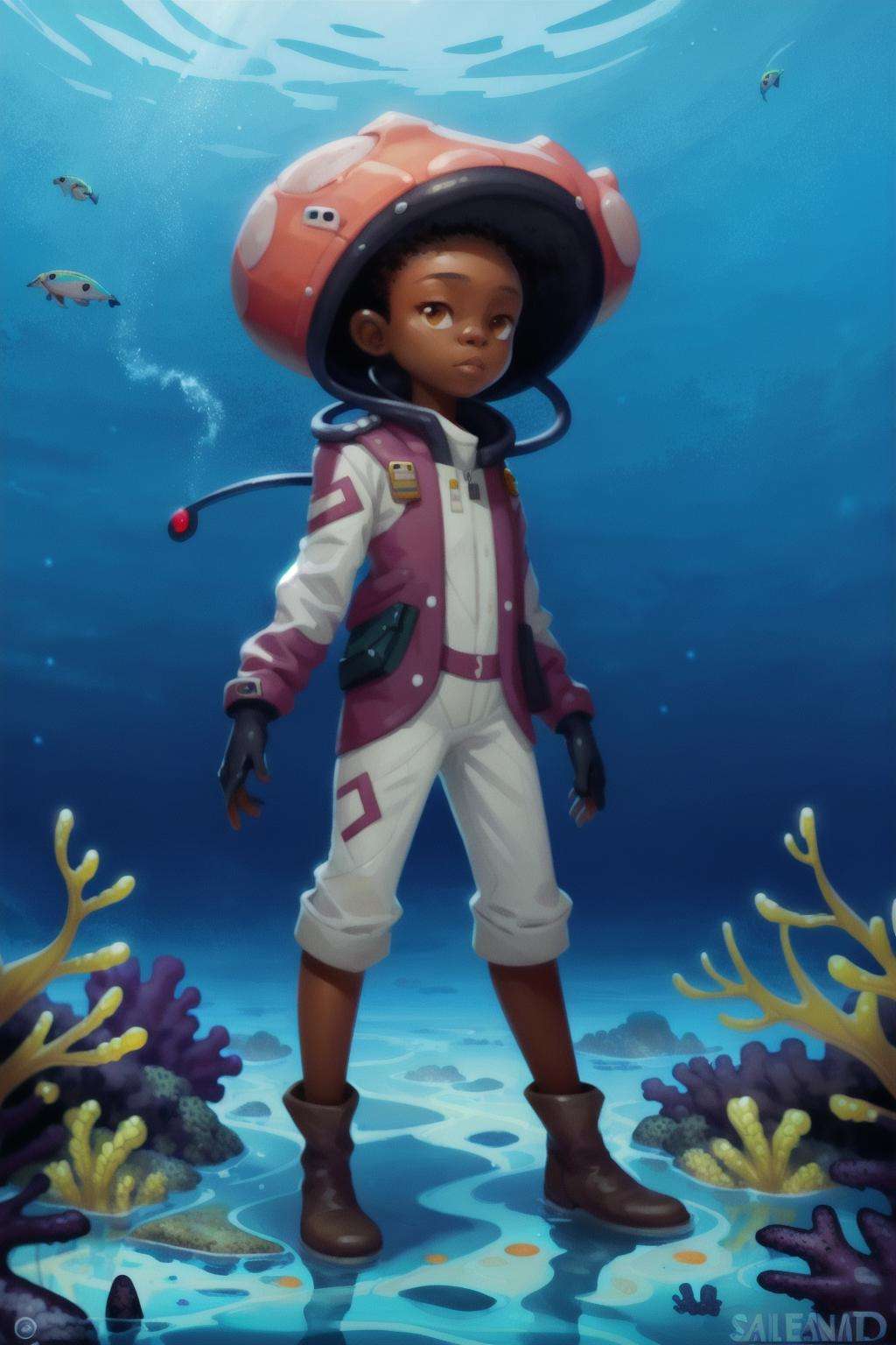 a South African girl in a wasteland, explorer suit, Coral Reef  <lora:MODILL_RC_V0.04:0.8> 