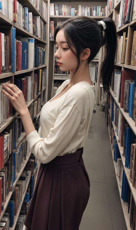 1girl,  lib_bg,  ponytail by Tianchimp on Tensor.Art
