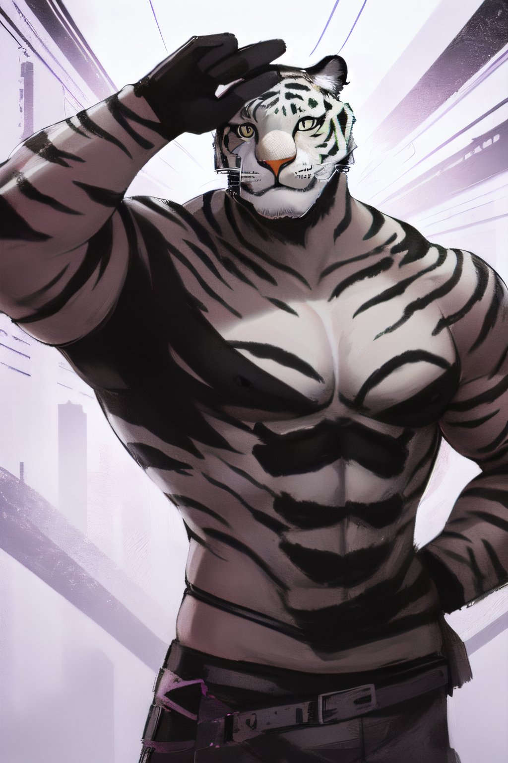 streetwear,  white tiger,  mutant by Fallingstar on Tensor.Art