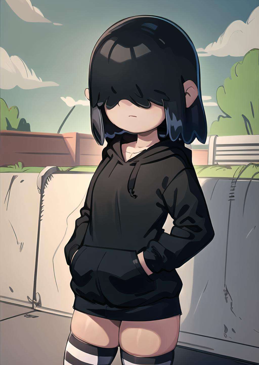 1girl,  lucy loud,  black hoodie by ArtMatsuAii on Tensor.Art