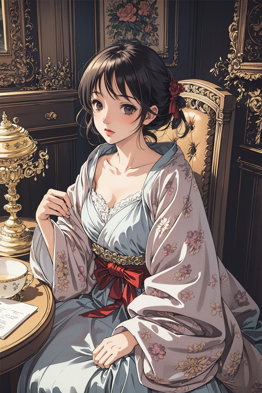 ,(((masterpiece,best quality))),((good structure,Good composition,good atomy)), ((clear, original,beautiful)),1girl,girl,japanese clothes,indoors,japanese clothes