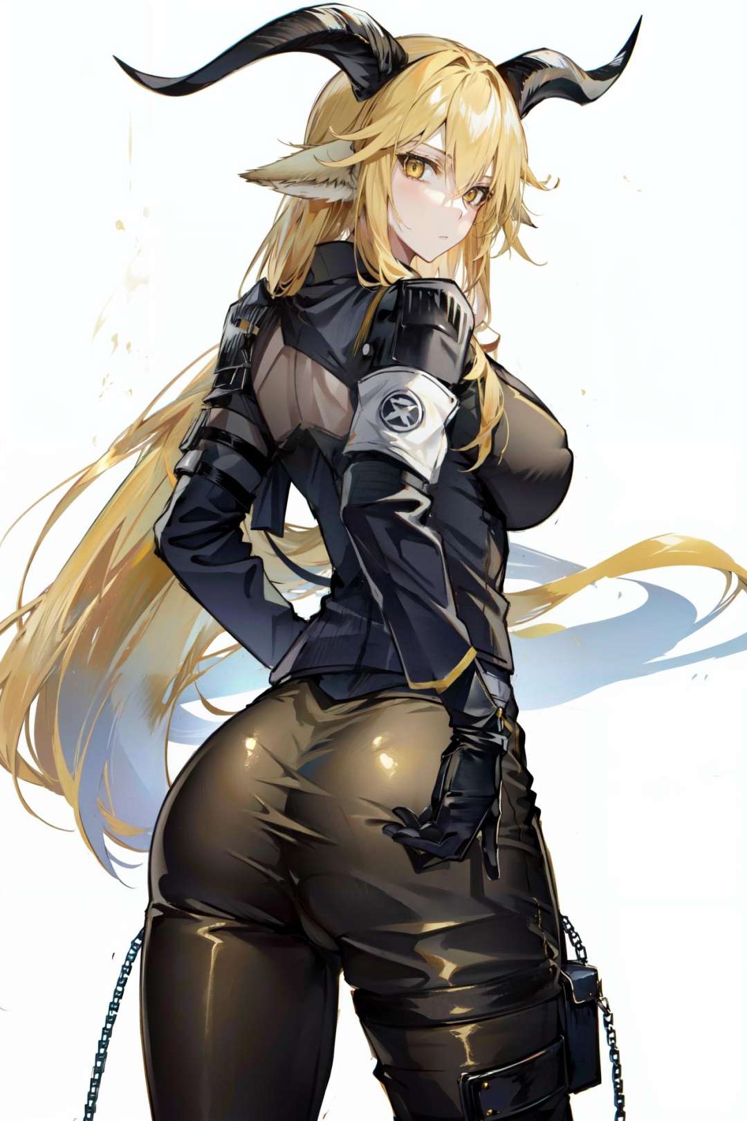 degenbrecher(arknights),  goat girl,  from behind by Goofy Ai on Tensor.Art