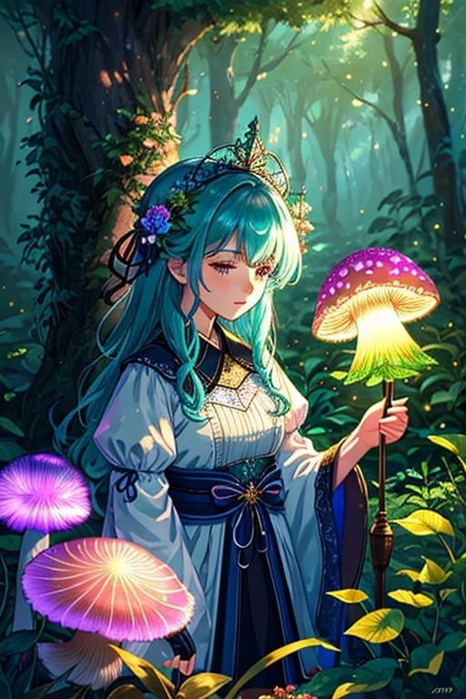 masterpiece, best quality, high quality,extremely detailed CG unity 8k wallpaper, An enchanting and dreamy scene of a fantasy forest, with towering trees, glowing mushrooms, and hidden fairy glens, creating a sense of mystique and enchantment, artstation, digital illustration, intricate, trending, pastel colors, oil paiting, award winning photography, Bokeh, Depth of Field, HDR, bloom, Chromatic Aberration ,Photorealistic,extremely detailed, trending on artstation, trending on CGsociety, Intricate, High Detail, dramatic, art by midjourney