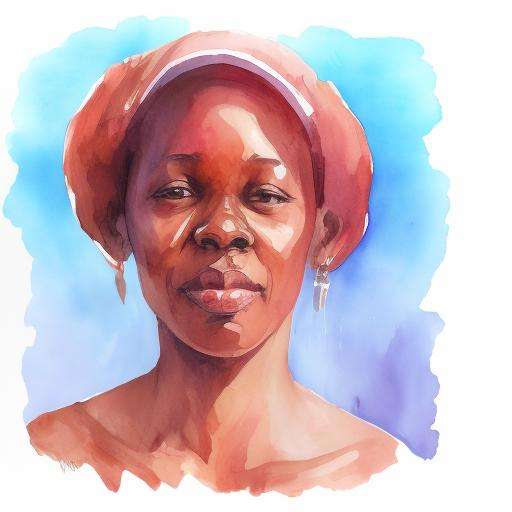 portrait of Barbadian woman  <lora:watercolo_candidate_0.5:1>