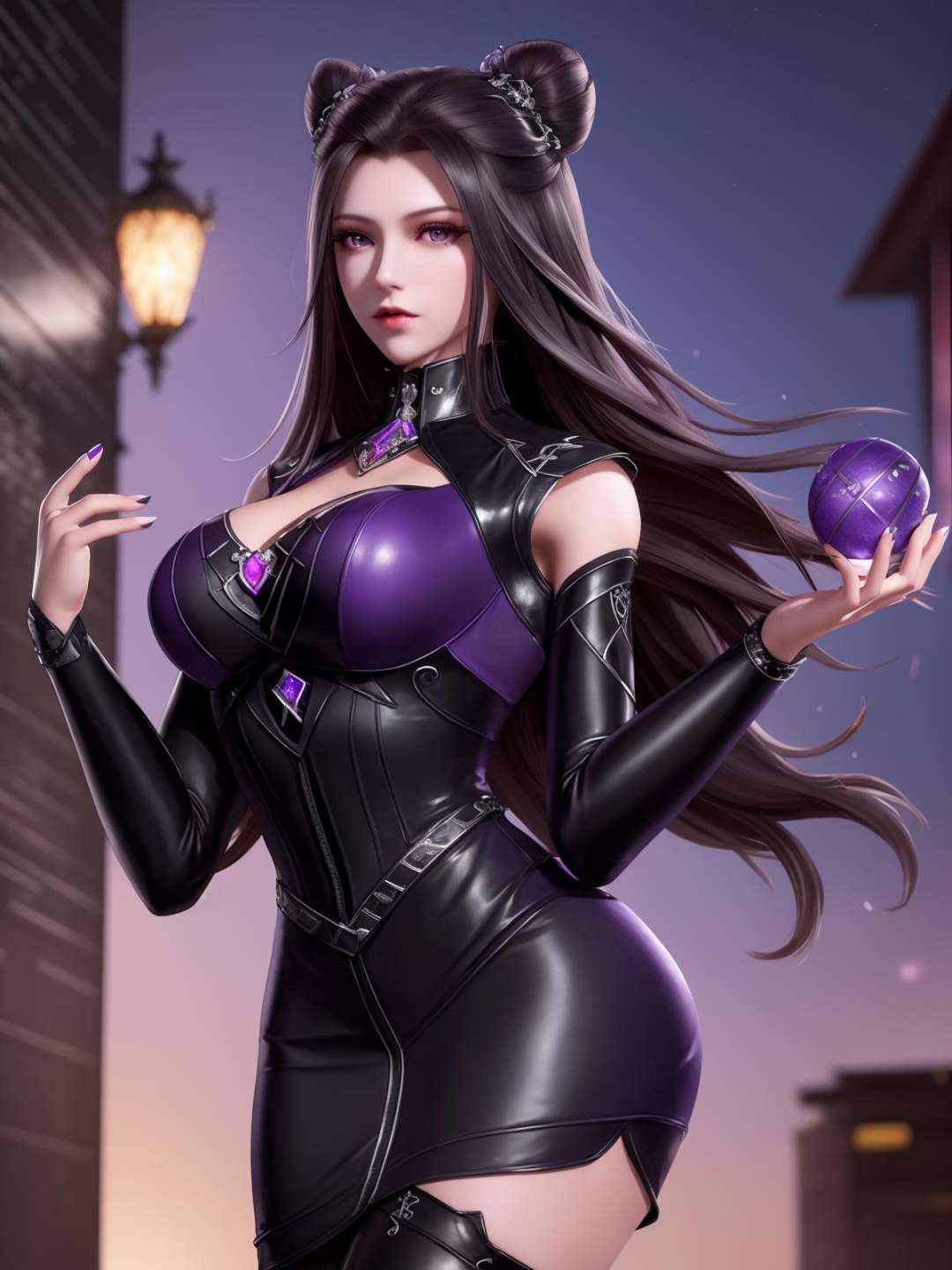 double bun,  mature female,  cityscape by 很有精神的森下下士 on Tensor.Art
