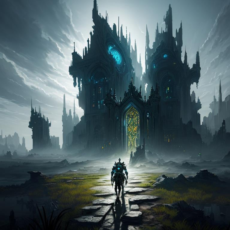 scernery,  Outsider Art Biopunk Crepuscular Vector Displacement Mapping CryEngine Fantasy Acrylic Painting Baroque by DonM...