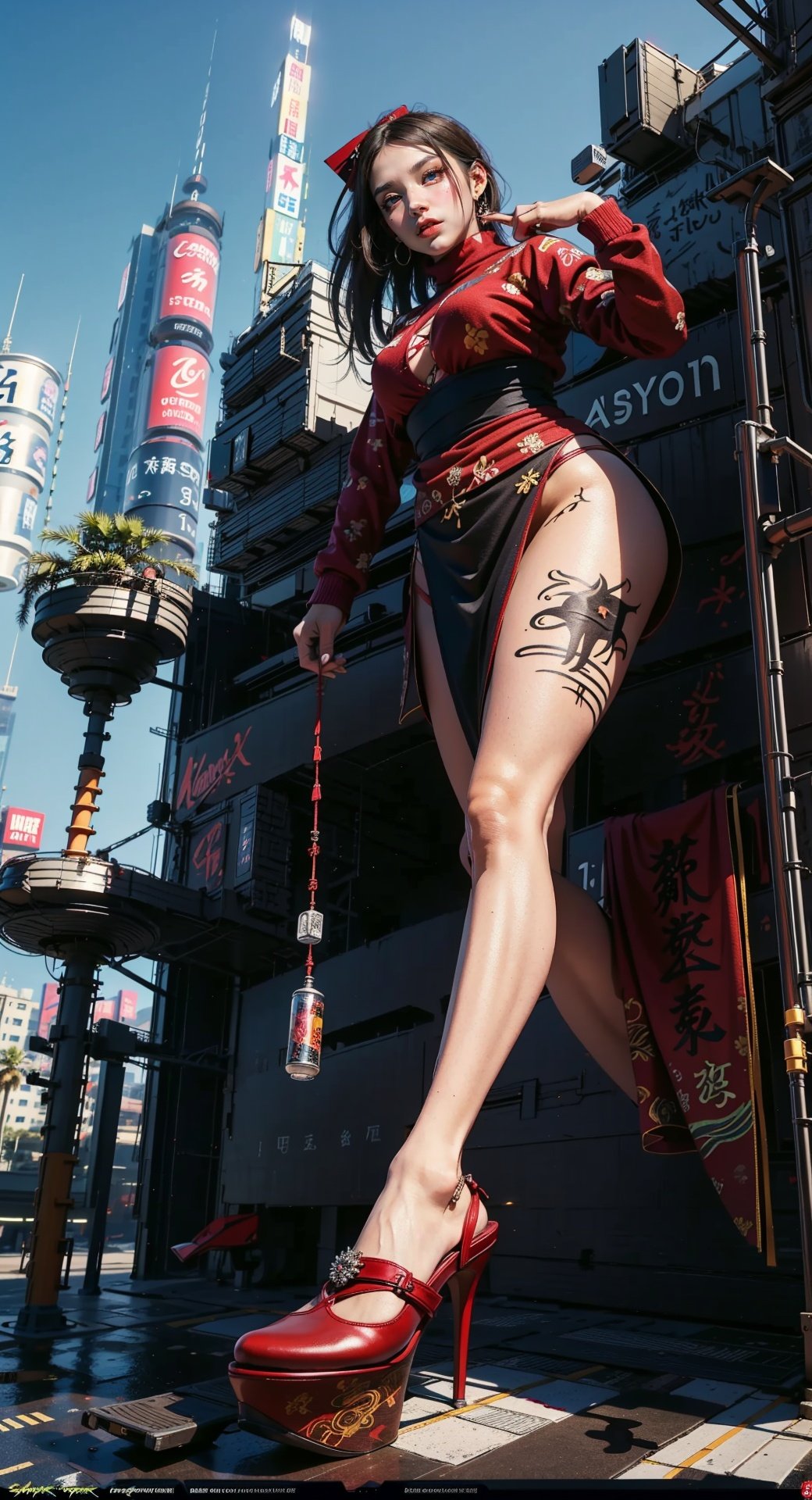 Birds eye view. best quality, masterpiece, pyramid , in Tokyo city. Surround by buildings. 1giant girl,solo,tattooing,Tsunade,Naruto,GTS,(( She is 100 meter height and grabing a boat. Giantess is crouching on the city street.hold Tokyo tower. She is taller than Tokyo tower.)) Black panties,2D conceptual design,Bodypaint,Chinese art,Chinese painting,See through maid,oppai sandwich,Super long legs,Long legs. Small humans and cars under the feet.,Long legs,Mecha girl sexaroid,virginsweater,Sexy girl,Black panties,Breasts,Heels collection,Real