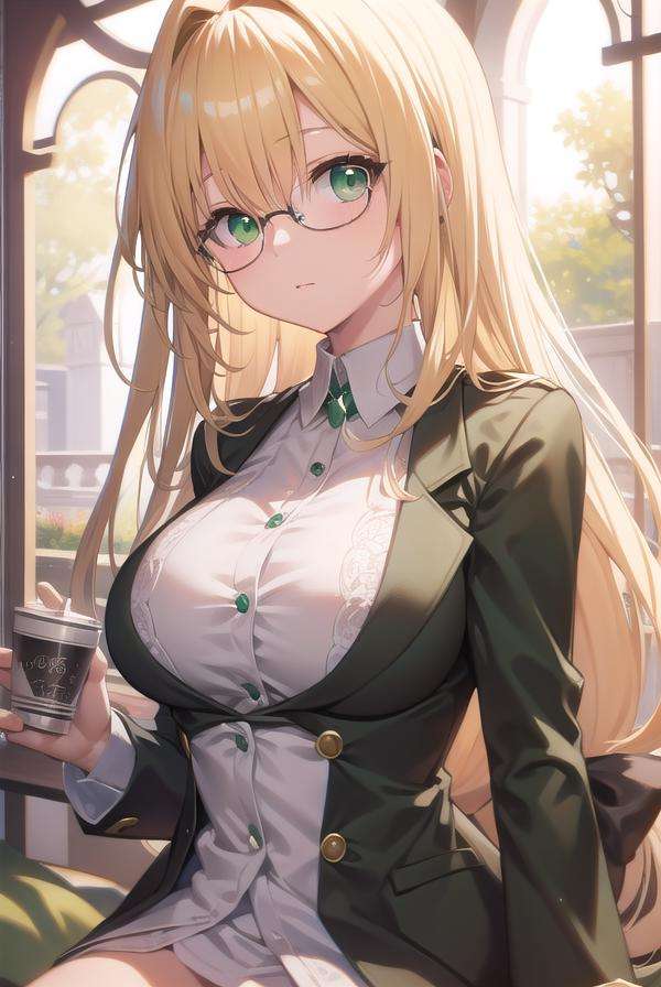 lunatiquetearju, <lora:tearjulunatiquetest:1>,tearju lunatique, blonde hair, (green eyes:1.5), hair intakes, long hair, low-tied long hair, glasses,BREAK lingerie,BREAK looking at viewer,BREAK indoors, bed,BREAK <lora:GoodHands-vanilla:1>, (masterpiece:1.2), best quality, high resolution, unity 8k wallpaper, (illustration:0.8), (beautiful detailed eyes:1.6), extremely detailed face, perfect lighting, extremely detailed CG, (perfect hands, perfect anatomy),