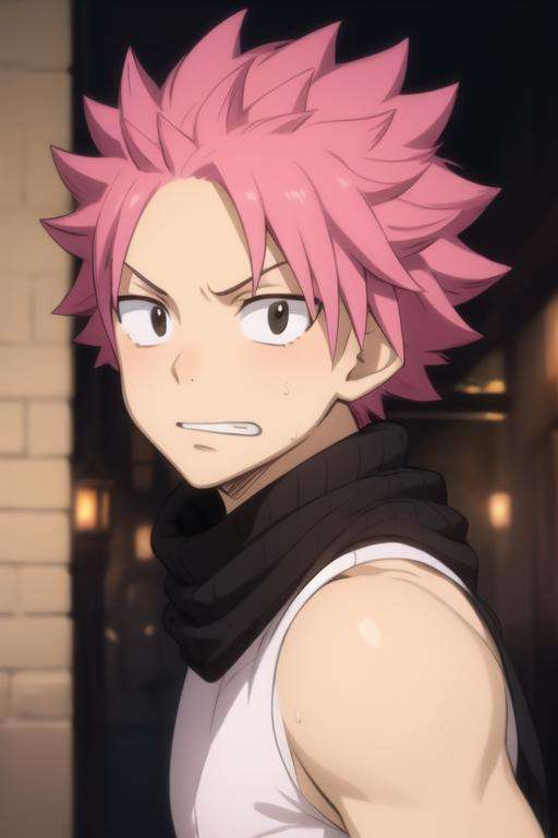 masterpiece, best quality, high quality, 1boy, solo, male focus, looking at viewer, upper body, <lora:natsu_dragneel:0.70>, natsu_dragneel, pink hair