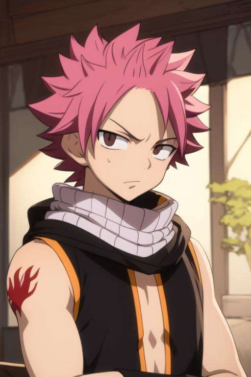 masterpiece, best quality, high quality, 1boy, solo, male focus, looking at viewer, upper body, <lora:natsu_dragneel:0.70>, natsu_dragneel, pink hair