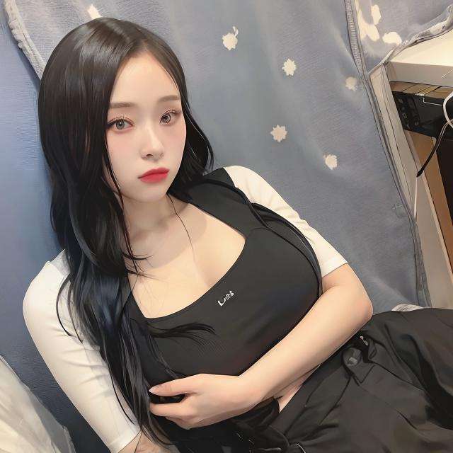 <lora:sayhello0o-v1-gahyeondreamcc:0.9>, gahyeon, wearing a tanktop,Nikon RAW photo, 8k, Fujifilm XT3, masterpiece, best quality, realistic, photorealistic,ultra detailed,1girl,solo,woman, upper body, lipstick, huge breast, detailed face, detailed eyes, detailed iris, looking at viewer:0.8, looking at camera:0.8, cute, beautiful eyes, 